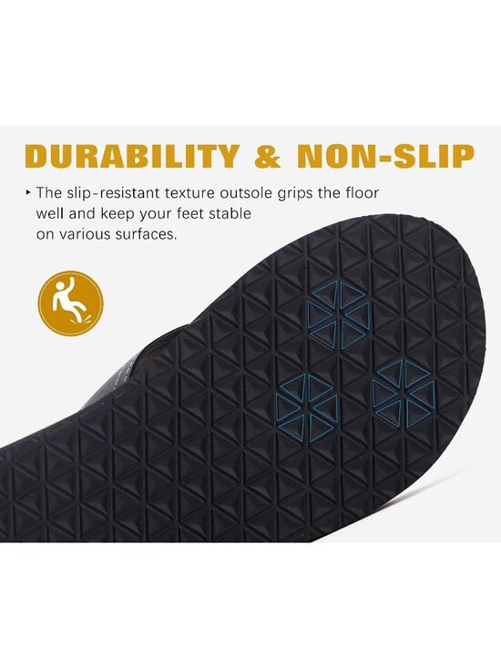 Men\'s Brown Yoga Mat Leather Flip Flops Slip On Indoor Outdoor Sandal Slipper main image 6